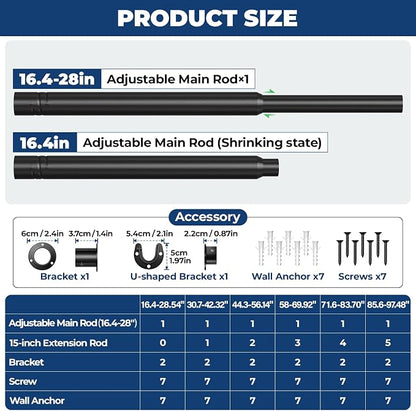 Mavivegue Closet Rod, 17 to 28 Inch Adjustable Closet Rods - Image 2