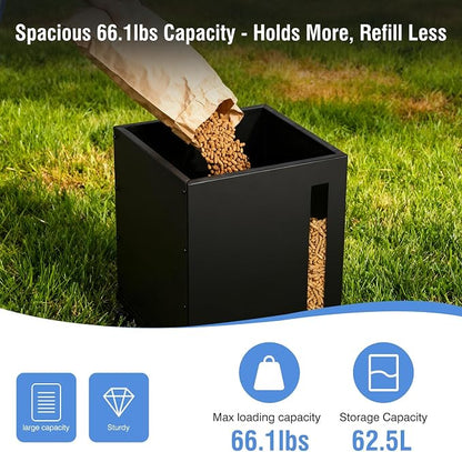 Rayzi 66lb Wood Pellet Storage Bin, Carbon Steel Fuel Pellet Container - Image 3