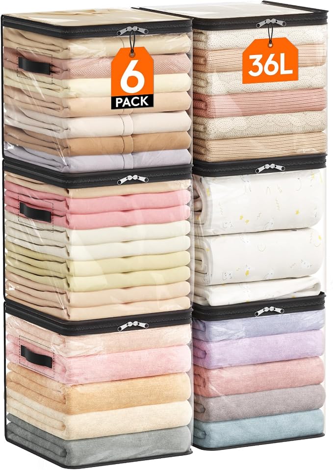 Lifewit 6 Pack Clear Clothes Storage Bags, Sweater Storage by Lifewit