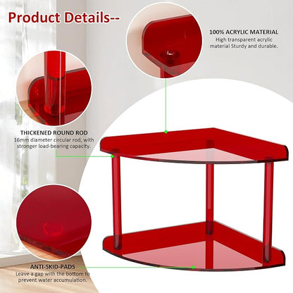 2 Tier Acrylic Corner Shelf Organizer Storage 9.5x9.5x8 Inch, Study Room - Image 4