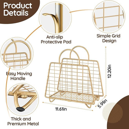 Gold Magazine Holder, Modern Magazine Rack Floor, Metal Wire Magazine Basket - Image 6