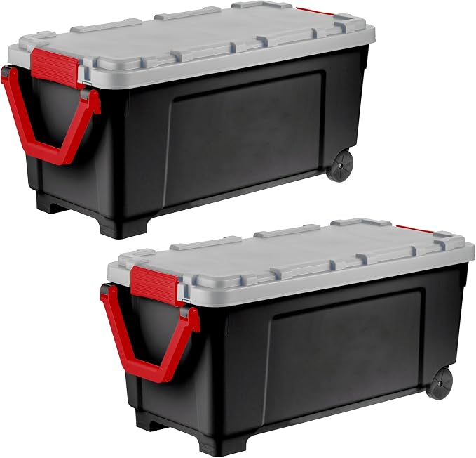 IRIS USA 2 Pack TrailBox, 43 Gallon Lockable Storage Trunk Box, Truck Bed Bin by IRISUSA
