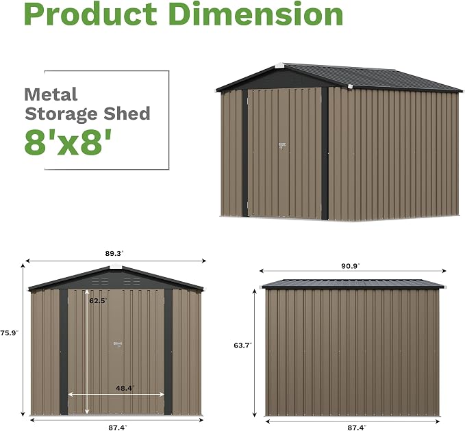 Patiowell 8x8 FT Storage Shed - Image 2