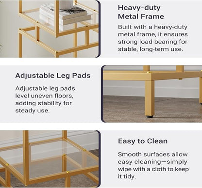 4 Cube Glass Shelf, 4-Tier Bookshelf, Display Shelf Rack, Metal Storage Rack - Image 5