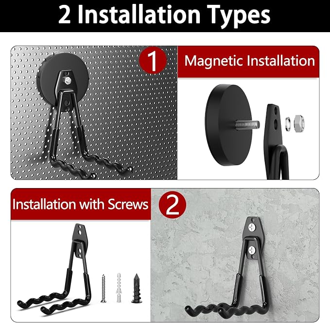 3-H Magnetic Wave Hooks Heavy Duty 2 Pack, Large Magnet Garage Hooks Heavy Duty - Image 6