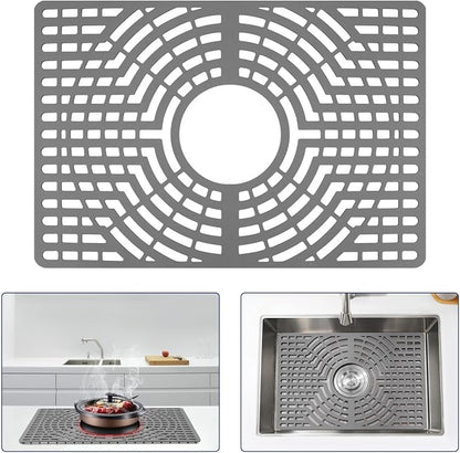 Silicone Sink Protector 19"x13" Center Drain Hole, Heat Resistant Non-slip by snuggery