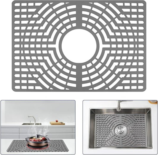 Silicone Sink Protector 19"x13" Center Drain Hole, Heat Resistant Non-slip by snuggery
