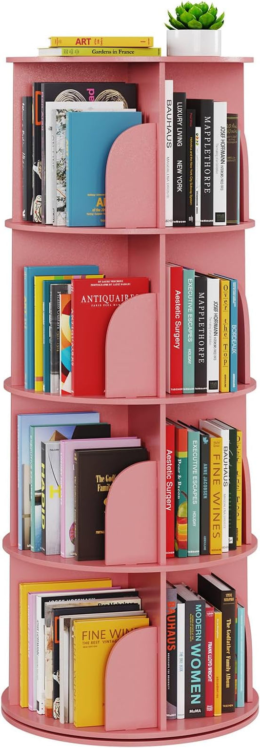 SpaceAid 4 Tier Rotating Bookshelf Tower, Spinning Bookcase Lazy Susan by SpaceAid