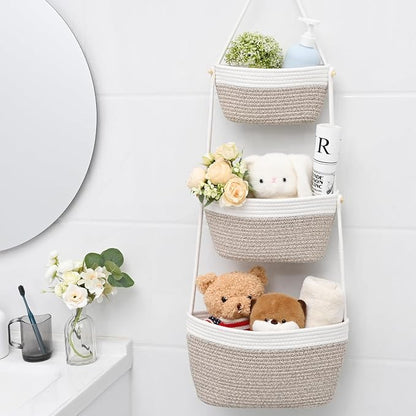 Hanging Basket, 3-Tier Woven Wall Basket - Image 4