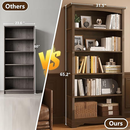 TVU 5-Tier Wooden Bookshelf, 31.5" W x 65" H ×9.9" D Bookshelf - Image 6