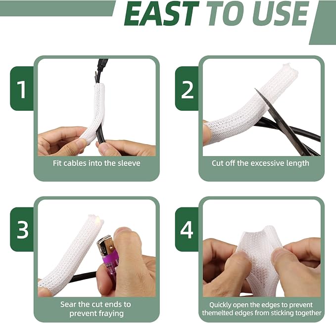 Split Wire Loom Tubing, Cable Protector Sleeve, Braided Cable Management - Image 6