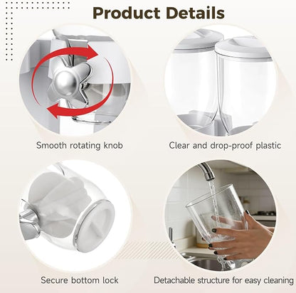 2-Container Cereal Dispenser, 4L Dry Food Storage, Rotating Dry Food Containers - Image 3