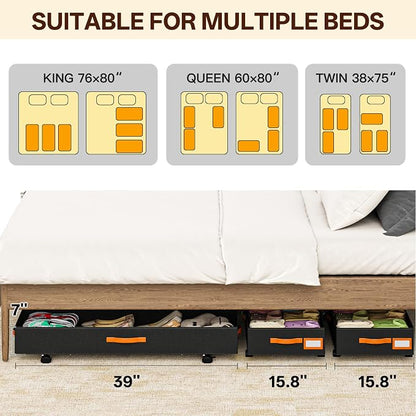Under Bed Storage with Wheels 39inch, Extra Long Under Bed Storage Bins - Image 6