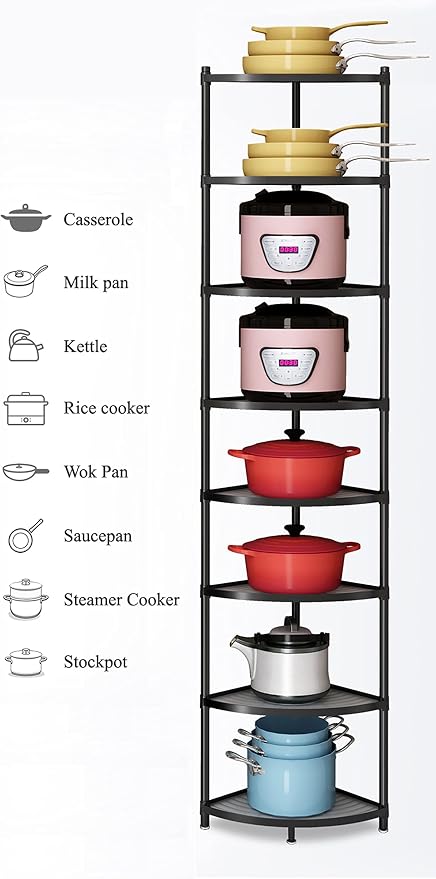 8-Tier Kitchen Pot Rack, Cookware Stand Storage Organizer ，Multi-Layer Corner - Image 3