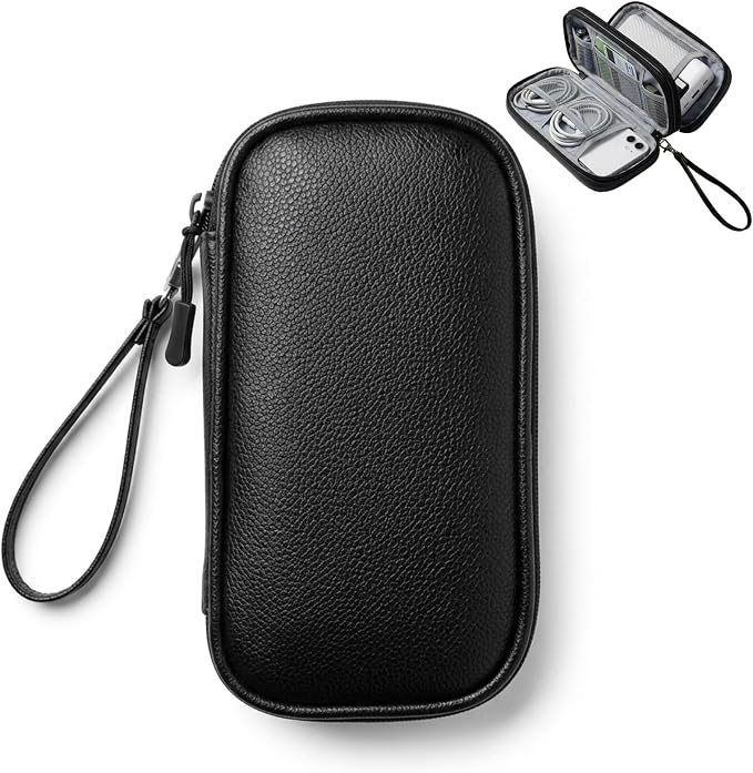 Leather Electronic Organizer Bag, Waterproof Travel Tech Pouch by Unknown