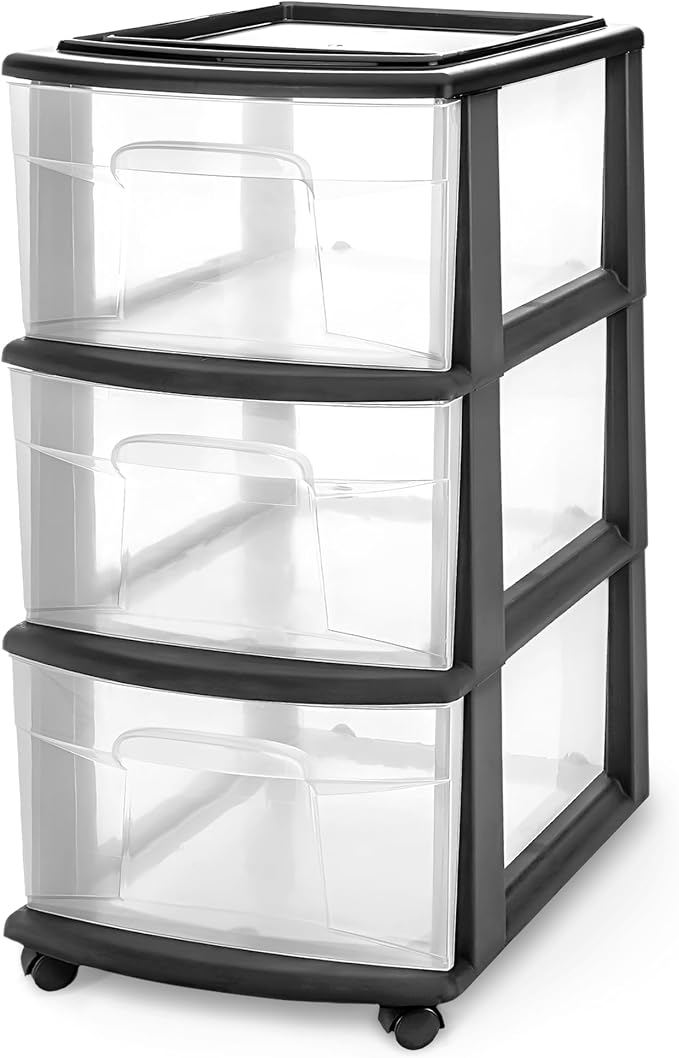 HOMZ Drawer Tower, 3-Tier Storage Cart by Homz