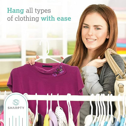 Sharpty Plastic Hangers, 50 Pack, Space Saving, Heavy Duty - Image 2
