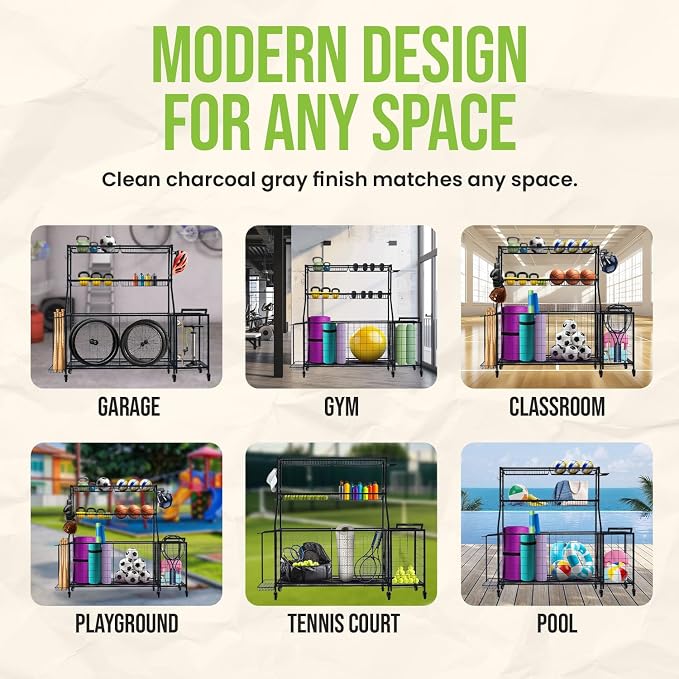 SpaceWise Sports Equipment Organizer – Garage Ball Storage Rack - Image 10