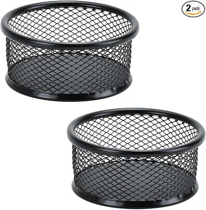 2Pcs Black Minimalist Metal Paper Clip Holder Mesh Paperclip Bowl Binder Clip by Unknown