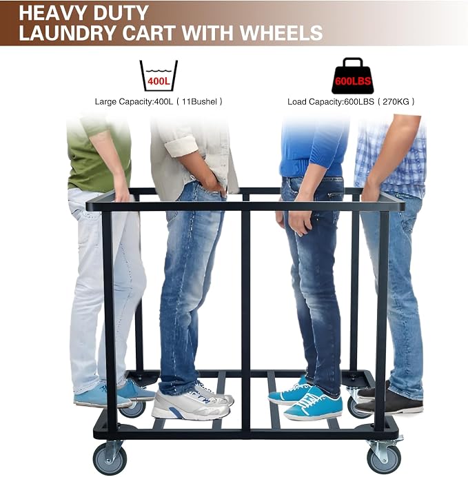 Commercial Laundry Cart with Wheels, 400L Large Laundry Cart | 600 lbs - Image 2
