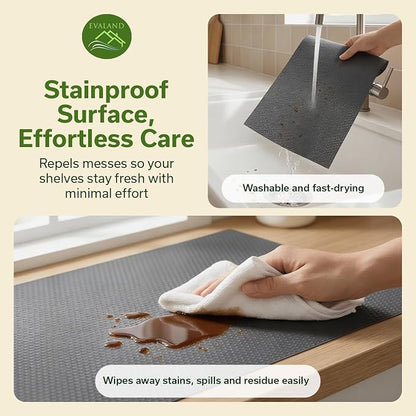 EVALAND Shelf Liners for Kitchen Cabinets Non-Adhesive 12" x 33 FT Grey Drawer - Image 5