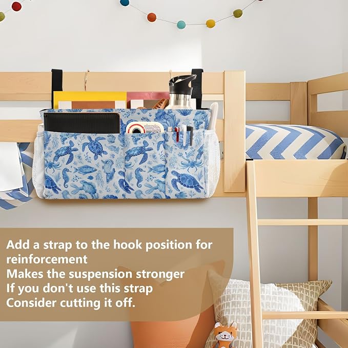 Ink Blue Turtles Fish Crabs Bedside Caddy - Image 6