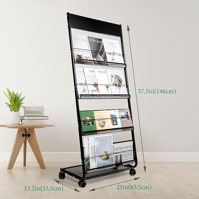 Floor Magazine Rack Brochure Display Stand 4-Layer - Image 2