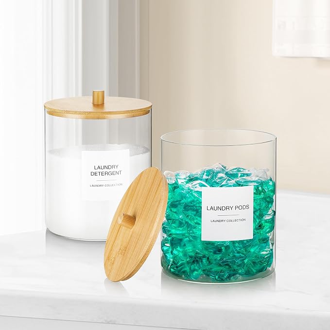 TIPGO Glass Jars for Laundry Room Organization, Laundry Pods Container - Image 5