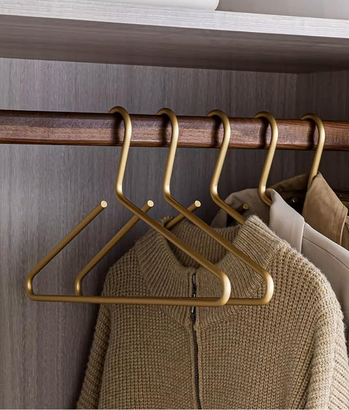 Premium Matte Gold Aluminum Coat Hangers 6 Piece Set, 16.5” Extra Smooth & by WONQEXZ
