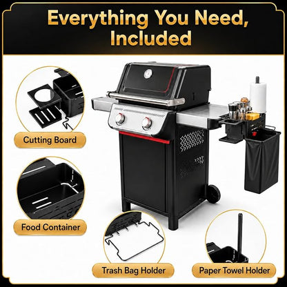 QuliMetal Grill Organizer Kit for Weber Works – Rail‑Mounted Grill Accessory Set - Image 4