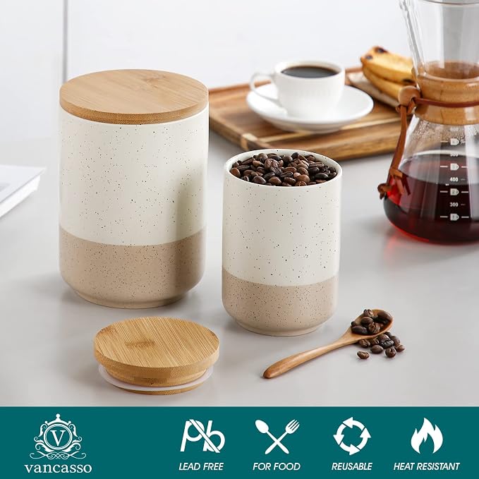 vancasso Sabine Small Ceramic Canister - 18 oz Kitchen Storage - Image 3