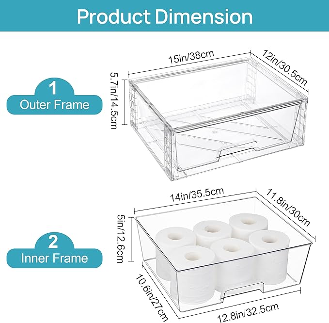 Vtopmart 4 Pack Large Clear Stackable Storage Drawers | Easily Assemble - Image 3