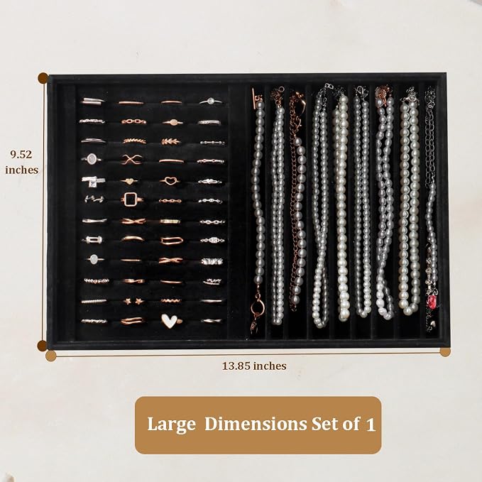 Large Jewelry Organizer for Drawer Insert Velvet Stackable Jewelry Trays for - Image 6
