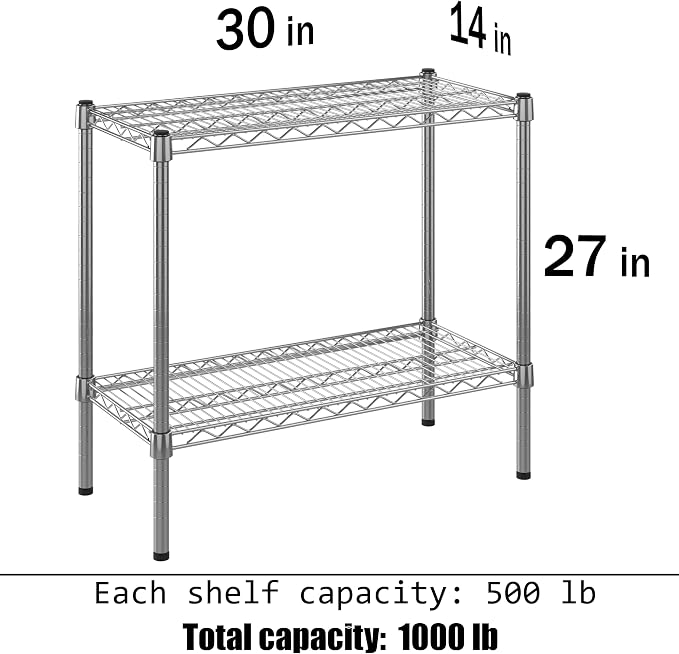 14" Deep x 30" Wide x 27" Height Wire Shelving Kit | 2-Tier | NSF Commercial - Image 3