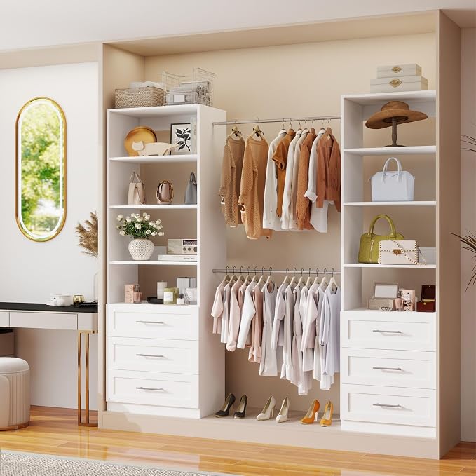 Closet System with Drawers, Wood Closet Organizer System with Adjustable - Image 3