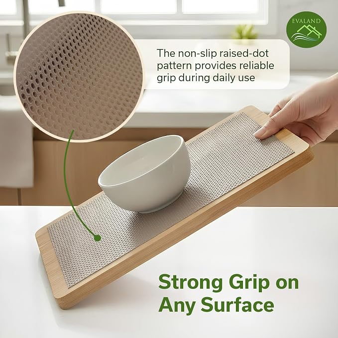 EVALAND Shelf Liners for Kitchen Cabinets Non-Adhesive 17.7" x 33 FT Beige - Image 7