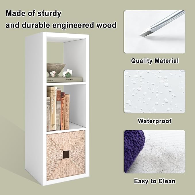 CTESNE【2026 Wooden Thick Frame 3 Cube Storage Organizer Shelf - Image 4