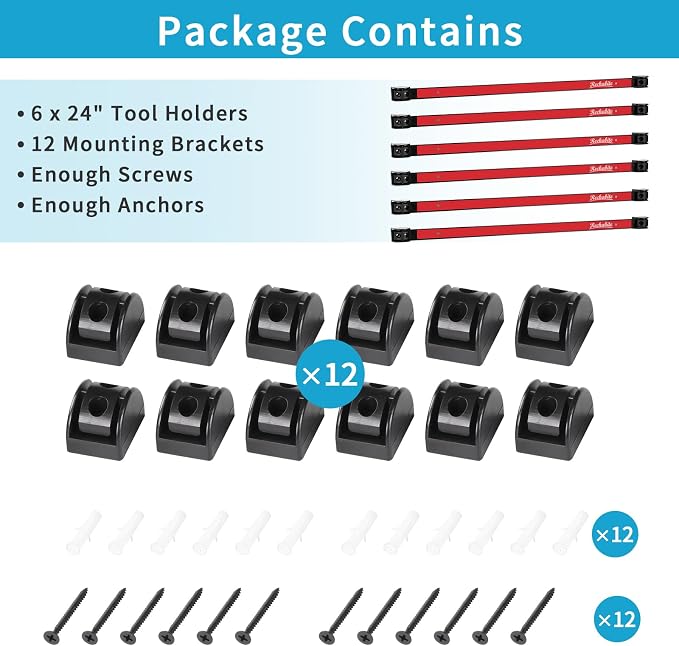 6 Pieces 24" Magnetic Tool Holder Strip, Metal Tool Organizer Rack - Image 7