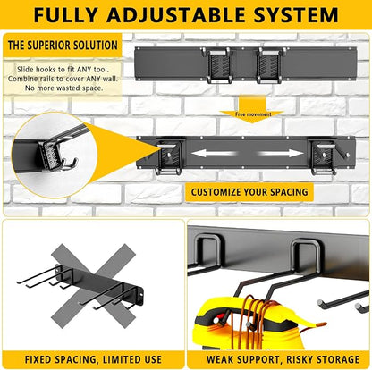 Garage Tool Organizer Wall Mount, 48inch Heavy-Duty Garage Storage System and - Image 3