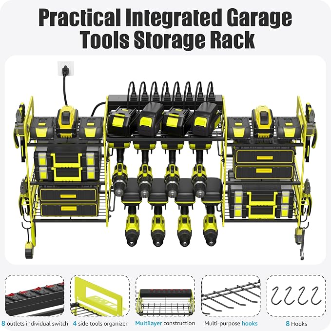 CCCEI Green Power Tool Organizer Wall Mount, Large Tools and Battery Storage - Image 5