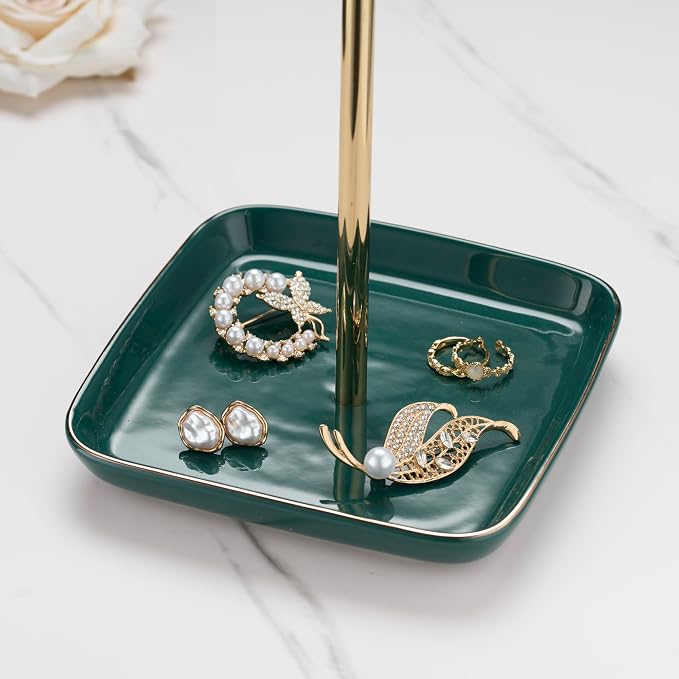 Jewelry Holder Stand with Ceramic Base: 12" Tall Necklace Organizer Rack - Image 3