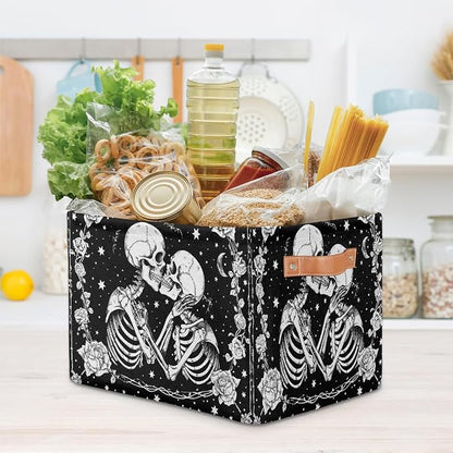 Pardick Halloween Skull Skeleton Goth Basket Storage Bins Large Fabric Toys - Image 7