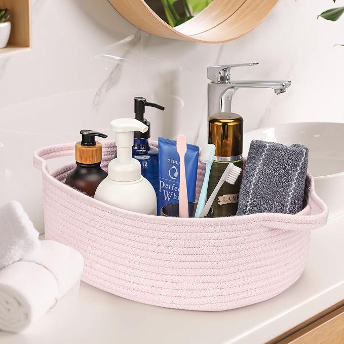 Small Woven Cotton Rope Basket Cute Baby Gift Baskets Empty Decorative Storage - Image 5