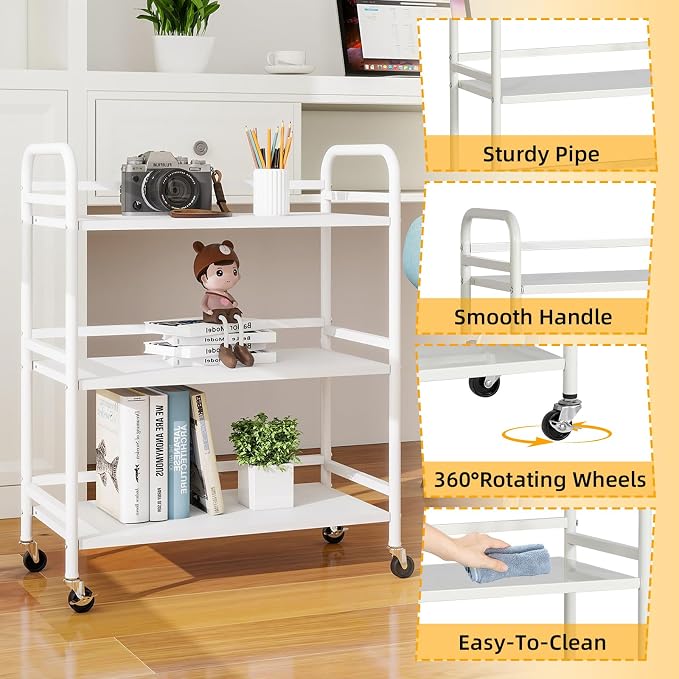 HDANI 3 Tier Metal Utility Multipurpose Rolling Cart, Large Capacity Heavy Duty - Image 8