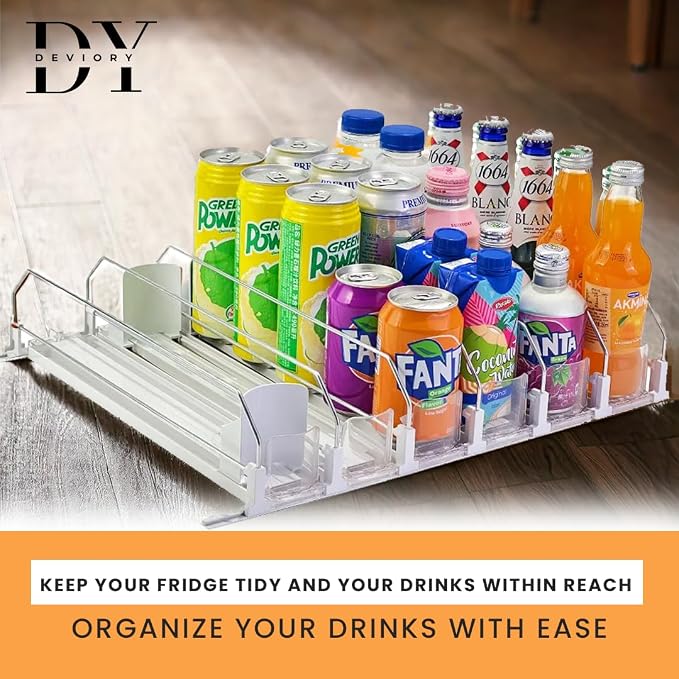 Soda Can Organizer with Automatic Can Pusher | Refrigerator Drink Organizer | - Image 3