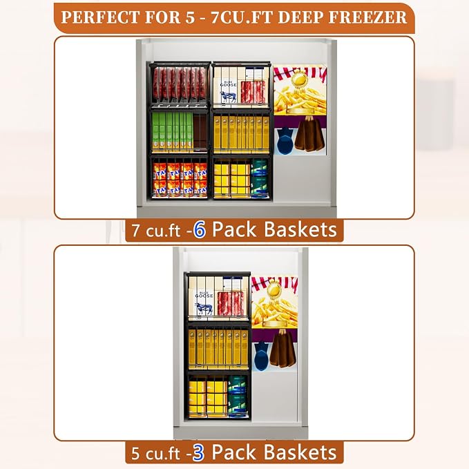 Large Freezer Organizer Bins, Upgrade Quick Expand/Collapse Feature, - Image 5