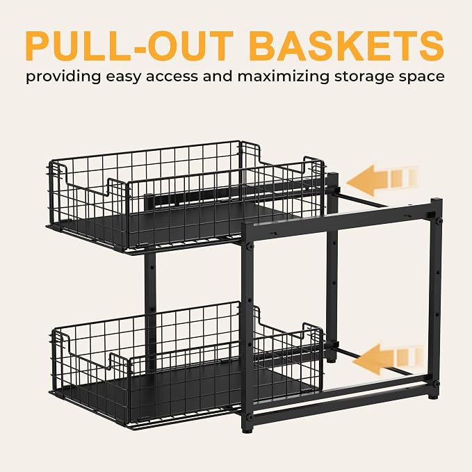 Under Sink Organizer, 2-Tier Pull Out Cabinet Organizer, Kitchen Bathroom - Image 8