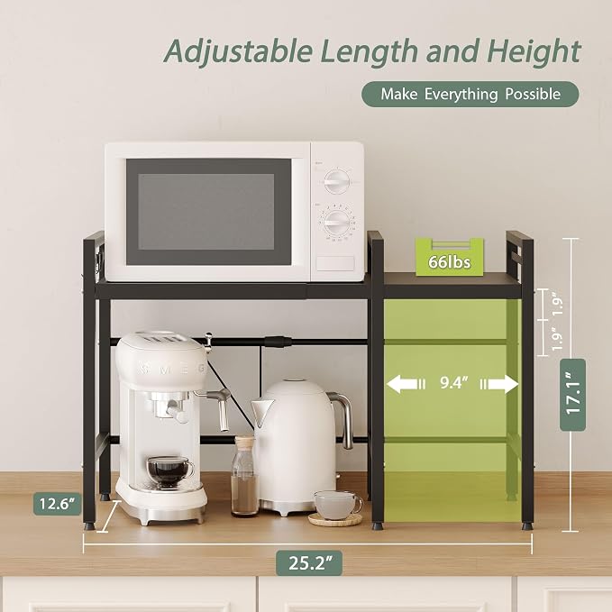 2 Tier Expandable Microwave Stand countertop, Microwave Oven Rack | microwave - Image 3