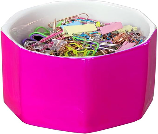 Ceramic Paper Clip Holder Gold Line Paper Clip Dispenser Organizer by LEAZUL