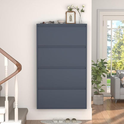 GREATMEET Shoe Cabinet with 4 Flip Drawers, Slim Metal Shoe Cabinet Storage - Image 8